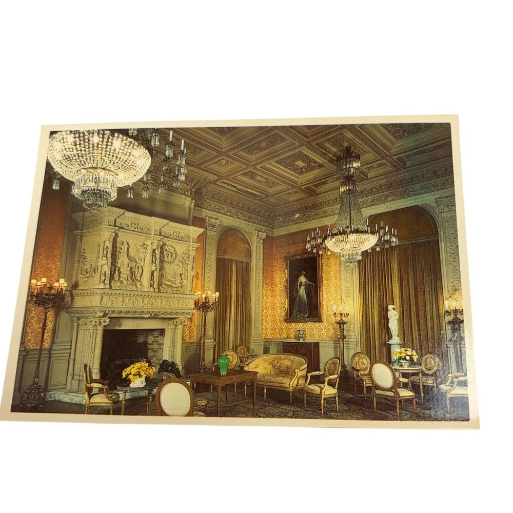 Vintage Rosecliff Mansion Newport RI Postcard The Salon Plastichrome P82135